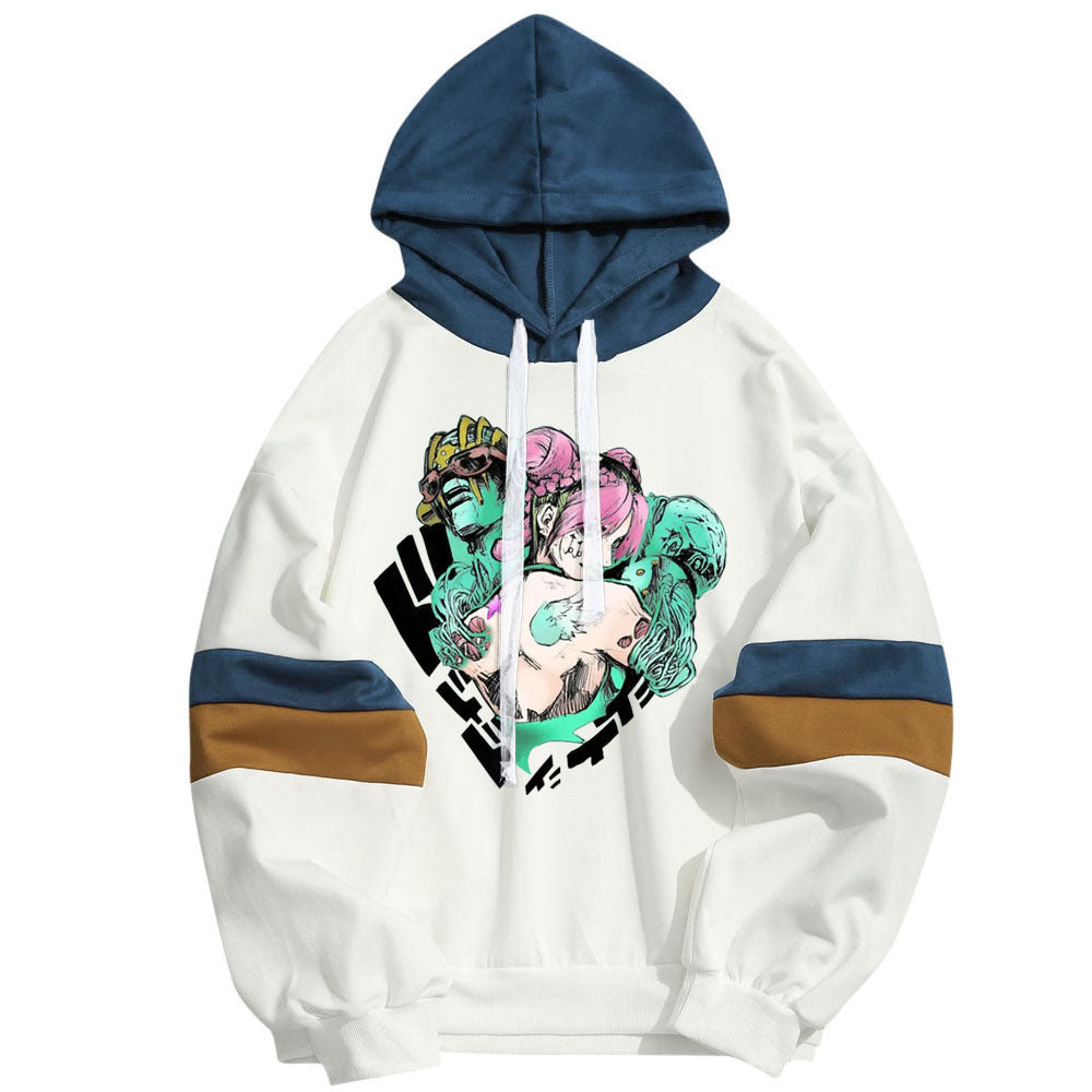 Unisex Stone Ocean Graphic Color Block Hoodie