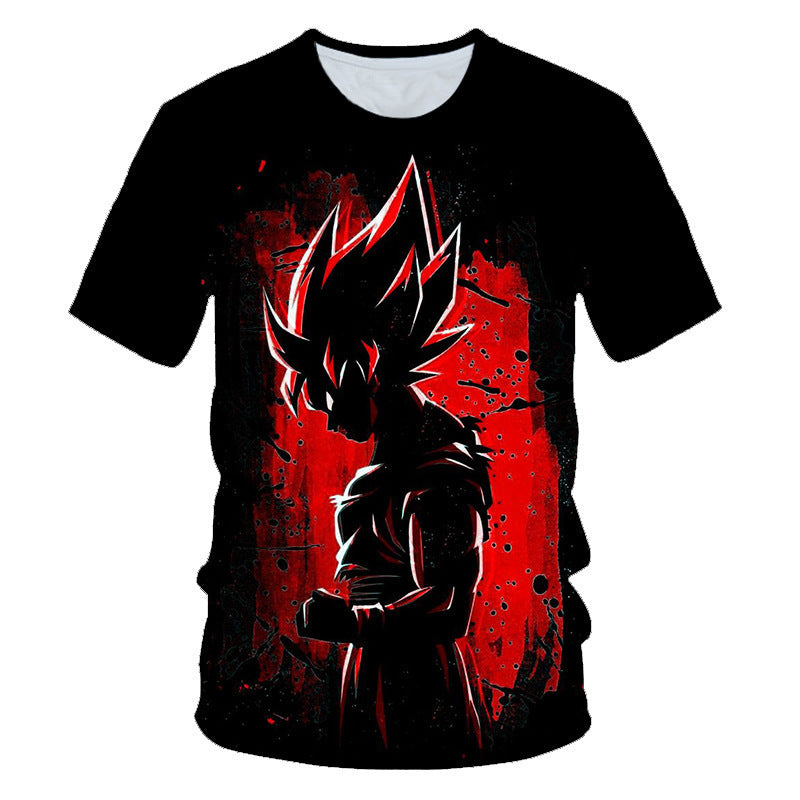 Unisex Anime Digital Print Round Neck T-shirt