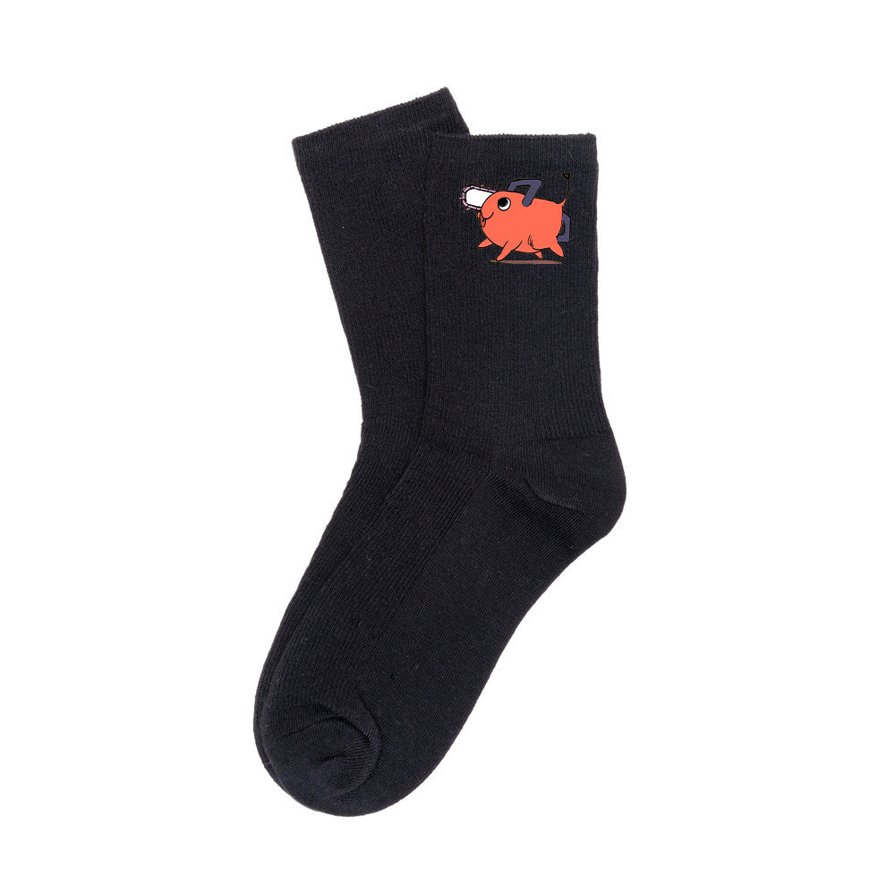 Pochita Breathable Printed Cotton Socks