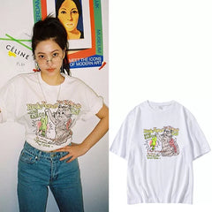 Yeri Cat Graphic Short-sleeved T-shirt