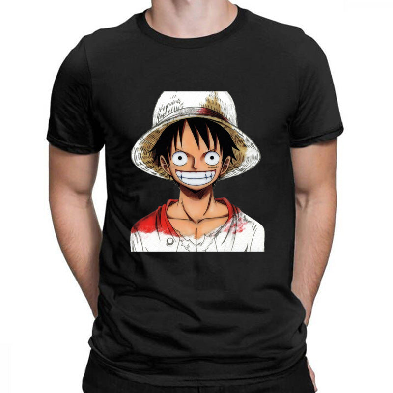 Men's Luffy Printed Crew Neck Pullover T-Shirt