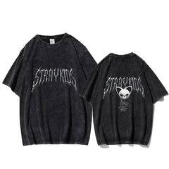 Vintage KPOP Cartoon Evil Doll Washed T-Shirt