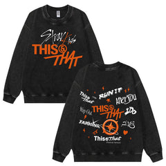 SKZ This & That Graphic Washed Crew Neck Sweatshirt