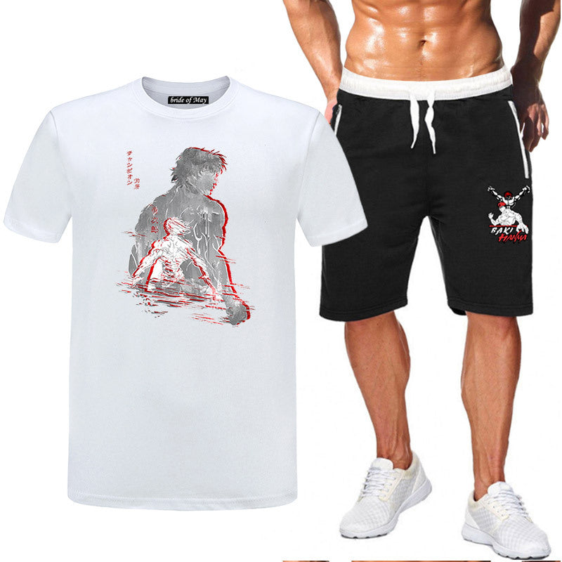 Men's Baki Anime T-Shirt Shorts Two-piece Set