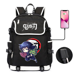 Versatile Anime Pattern Printed Black Backpack