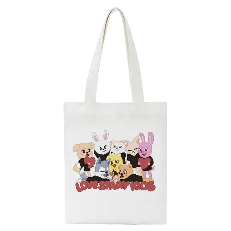 Cute Kpop Pattern Printed One Shoulder Canvas Bag