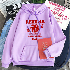 Unisex Casual Nekoma Printed Loose Hoodie