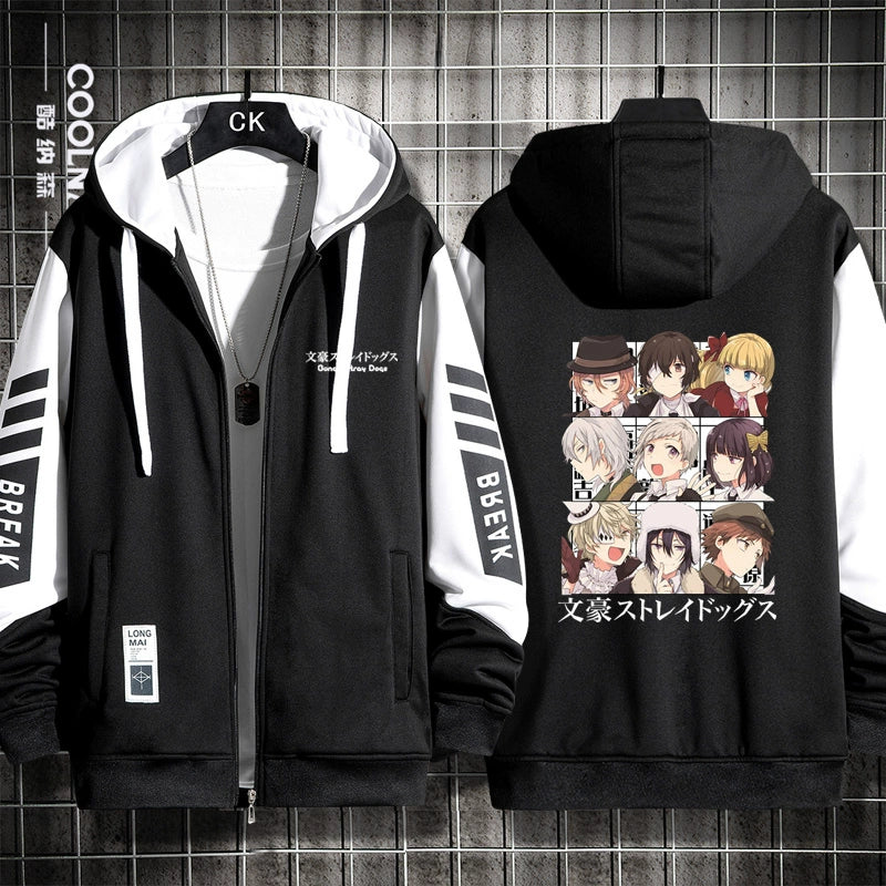 Unisex Anime Dazai Cardigan Zipper Hoodie