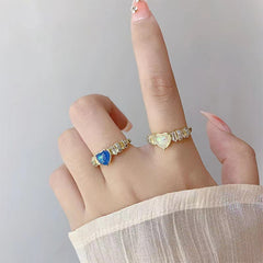 Adjustable Opal Heart Ring