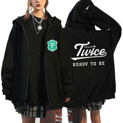 Kpop Graphic Print Hooded Zipper Cardigan