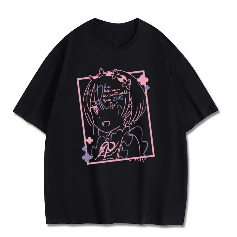 Rem Anime Loose Cotton Short Sleeve T-shirt