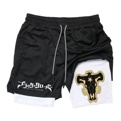 Men's Anime Double Layer Fitness Sports Shorts