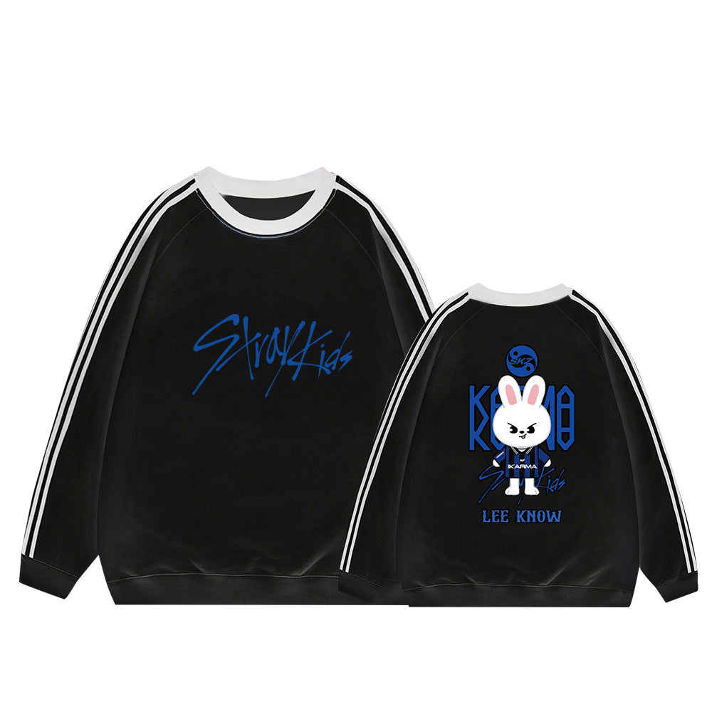 Karma Cartoon Doll Stripe Cotton Sweatshirt