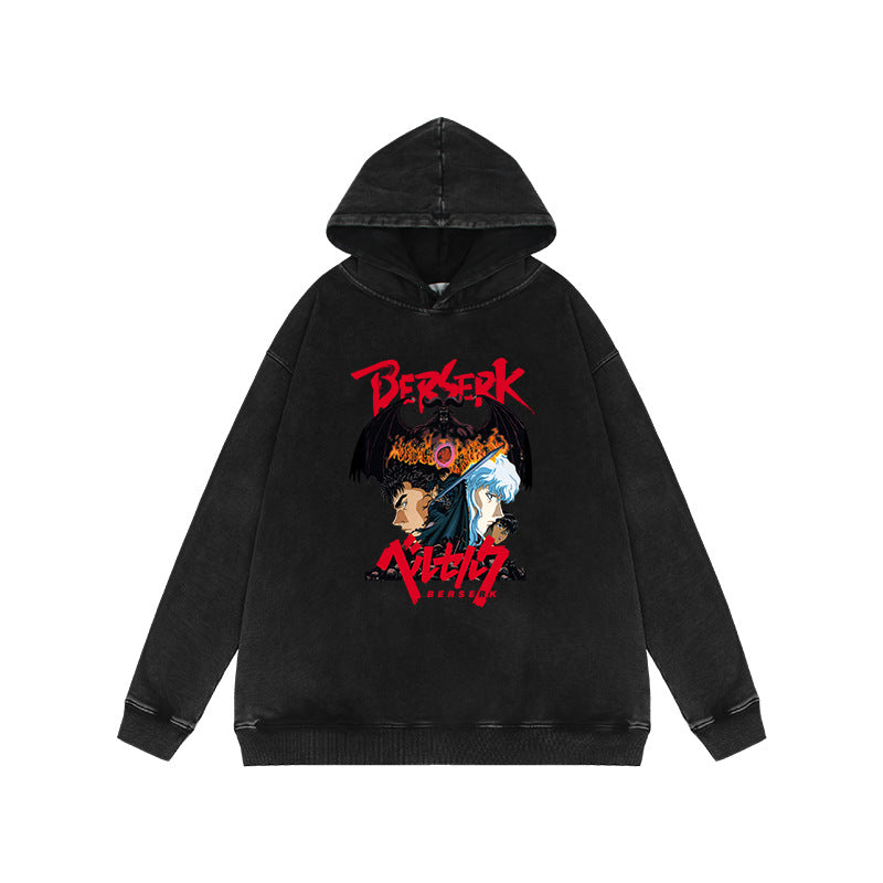 Trendy Vintage Anime Washed Loose Hoodie