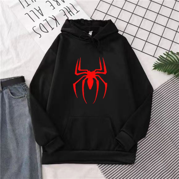 Trendy Spider Print Casual Loose Hoodie