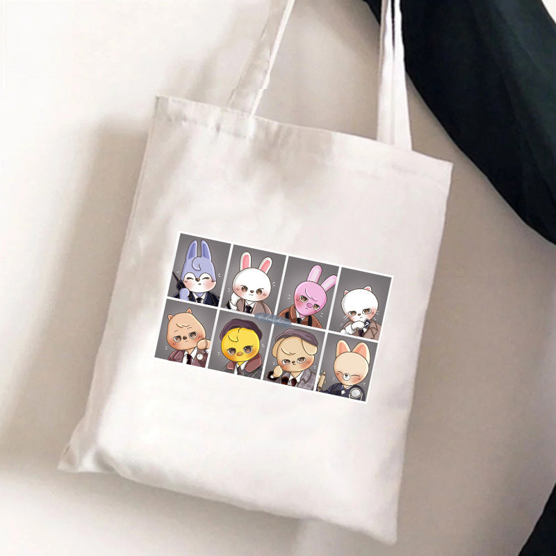 Cute Kpop Pattern Printed One Shoulder Canvas Bag