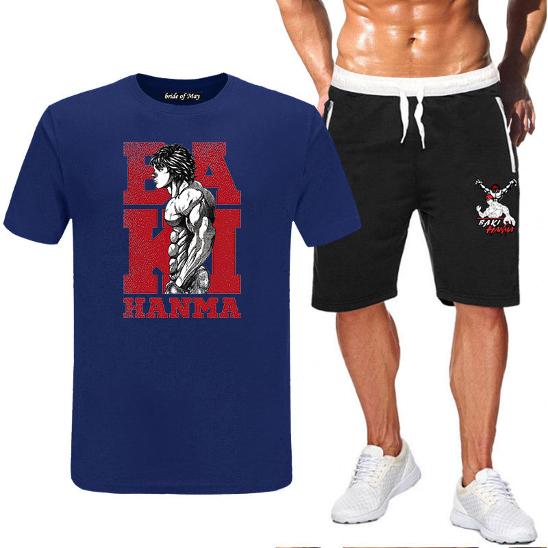 Men's Baki Anime T-Shirt Shorts Two-piece Set