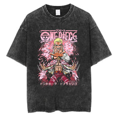 Trendy Anime Printed Short-sleeved Washed T-shirt
