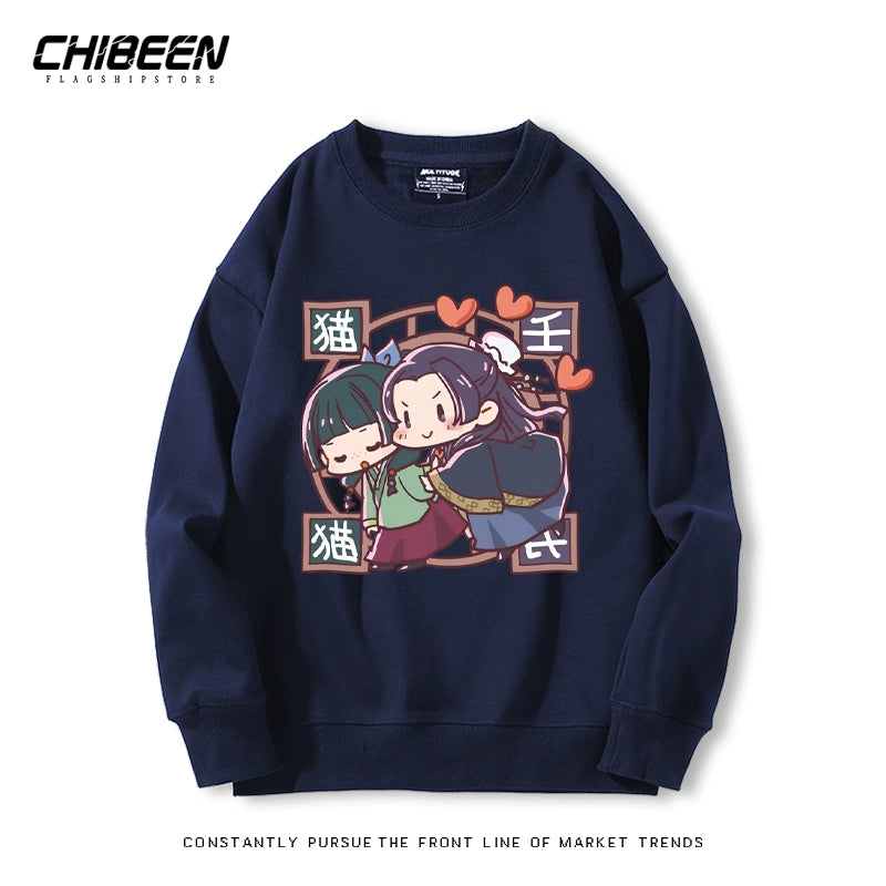 Cute Anime Pattern Print Crew Neck Sweatshirt