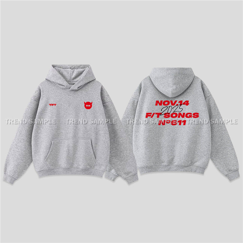 BM TFT LOGO Printed Pullover Hoodie