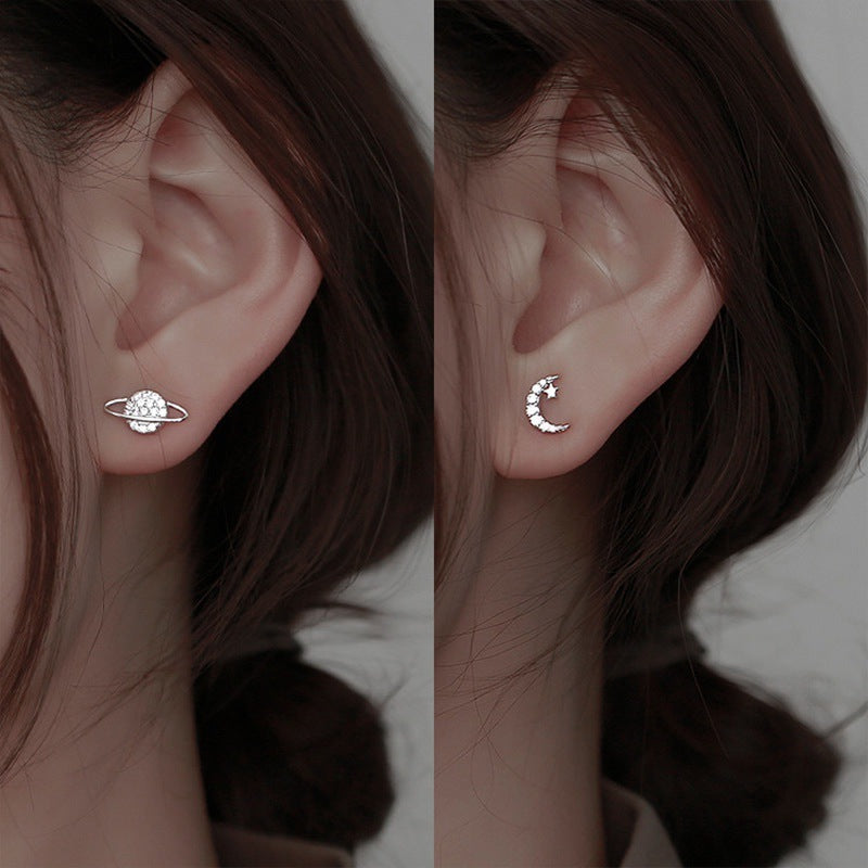 Saturn and Moon Earrings