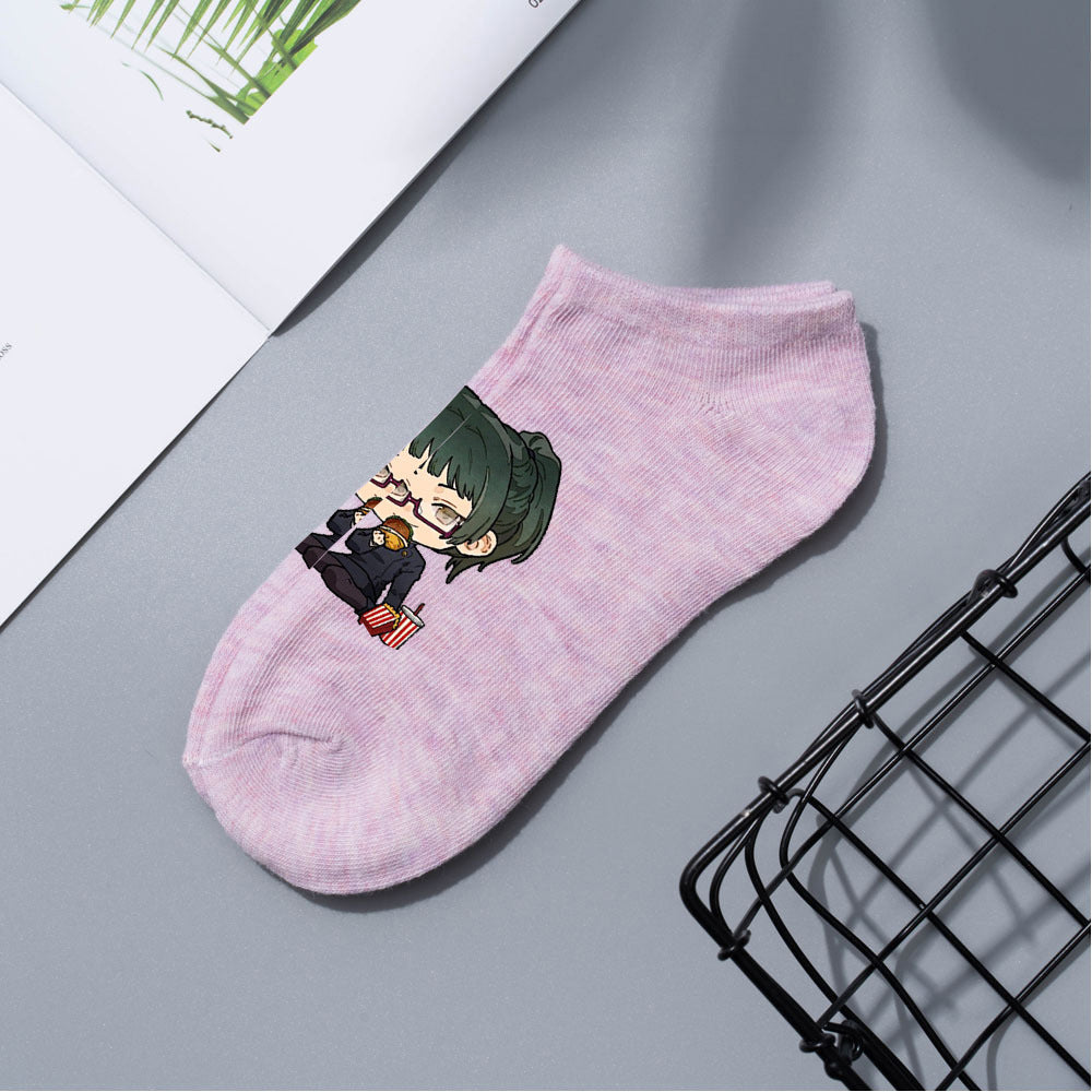 Casual Anime Cotton Breathable Boat Socks