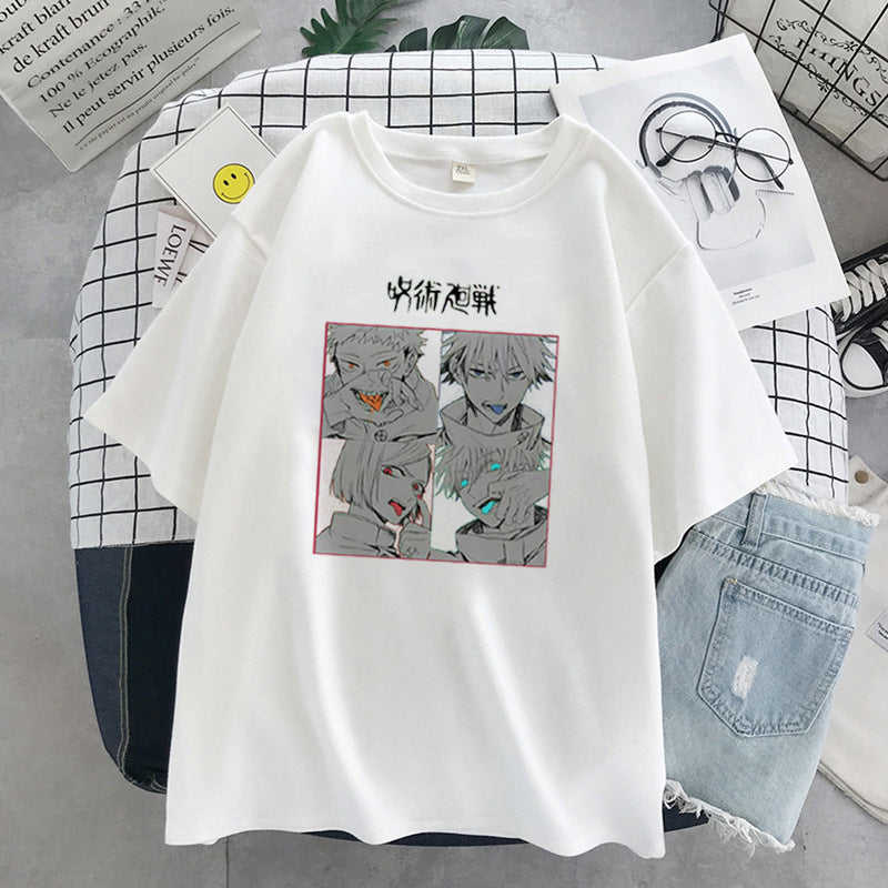 Casual Women's Anime Crew Neck Short Sleeve Tee