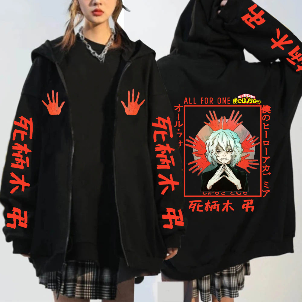 Unisex Anime Printed Zipper Casual Hoodie