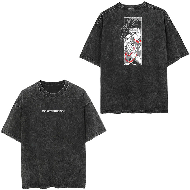 Vintage Anime Washed Loose Short Sleeve T-shirt