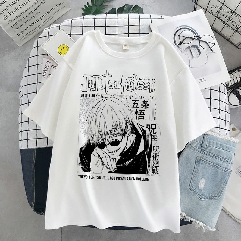 Casual Women's Anime Crew Neck Short Sleeve Tee