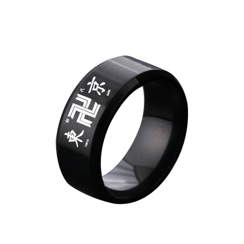 Stainless Steel Laser Letter Ring
