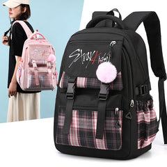 Cute Kpop Letter Striped Backpack