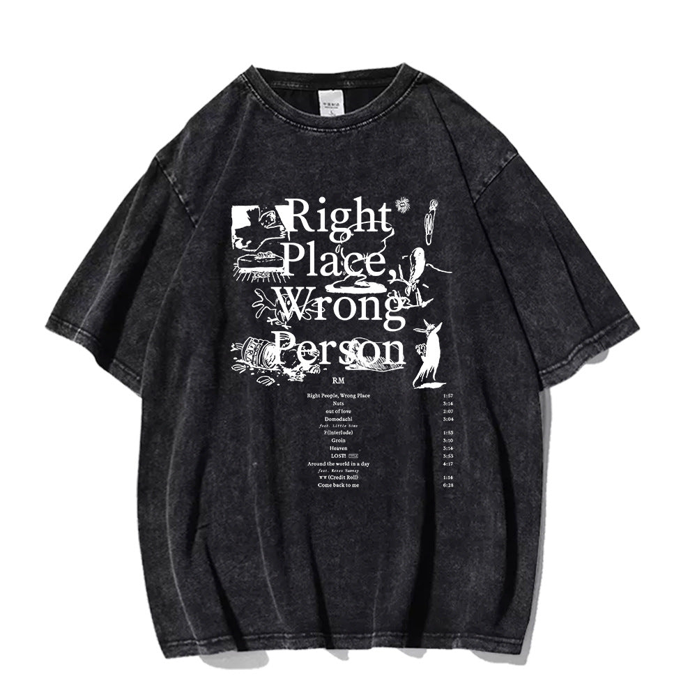 Unisex RM Kpop Poster Graphic Washed T-shirt