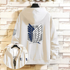 Trendy Anime Logo Hooded Zipper Cotton Coat