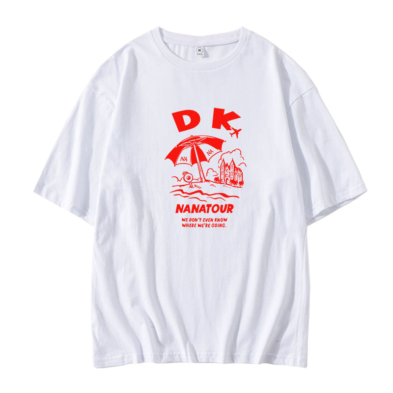 Unisex Kpop Round Neck Loose T-shirt