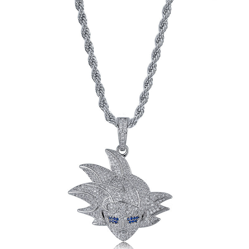 Trendy Anime Pendant Inlaid Zircon Necklace