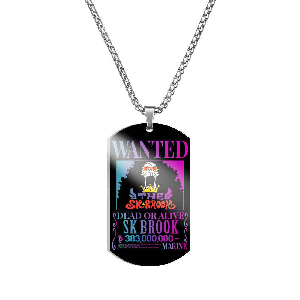 Luffy Wanted Printed Dog Tag Necklace