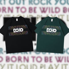 Jin Echo Print Cotton Short-sleeved T-shirt