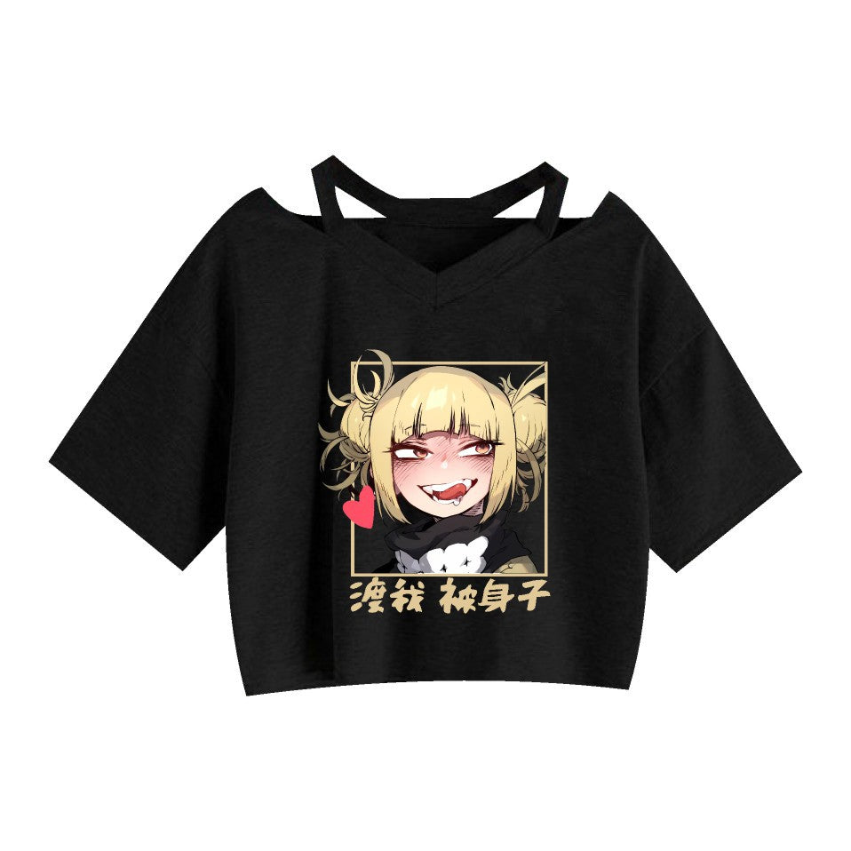 Women's Anime Graphic Printed Short Sleeve Crop T-shirt