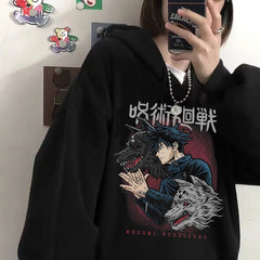 Unisex Anime Print Pullover Casual Hoodie