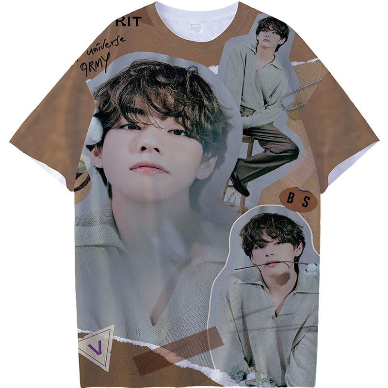 KPOP Graphic Digital Print Short Sleeve T-Shirt