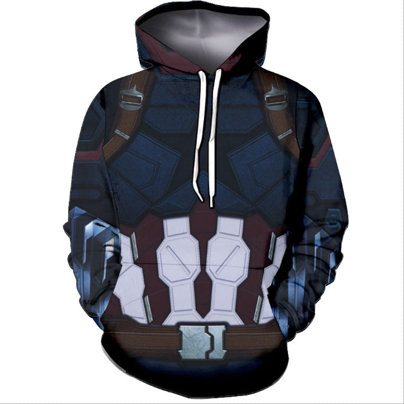 Cool Unisex Captain America Printed Cosplay Hoodie