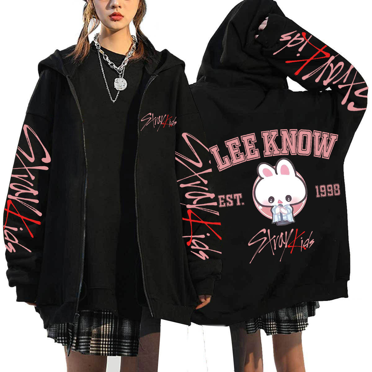 KPOP Dominate Cartoon Printed Zipper Hoodie