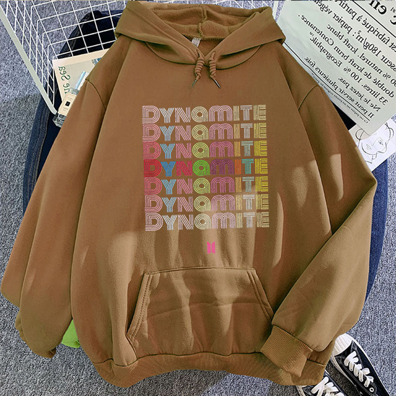 Women's Kpop DYNAMITE Candy-colored Loose Hoodie