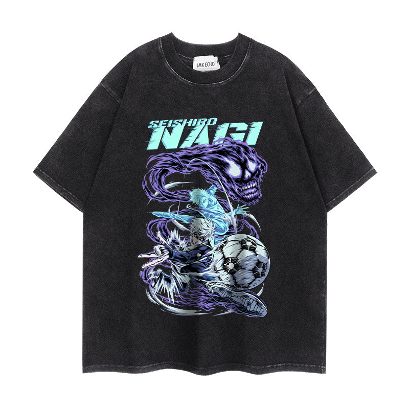 Vintage Anime Washed Short-sleeved T-shirt