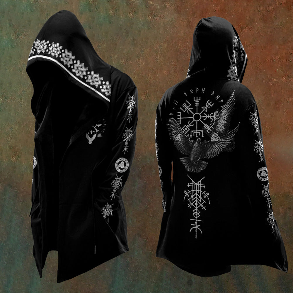 Retro Men's Digital Print Loose Hooded Jacket