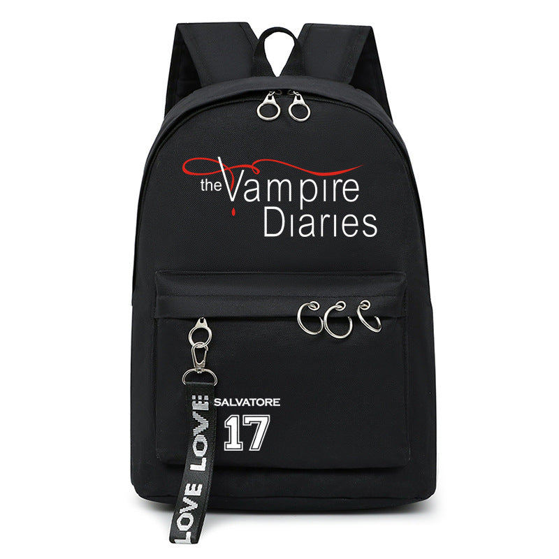 Casual TVD Pattern Print School Backpack