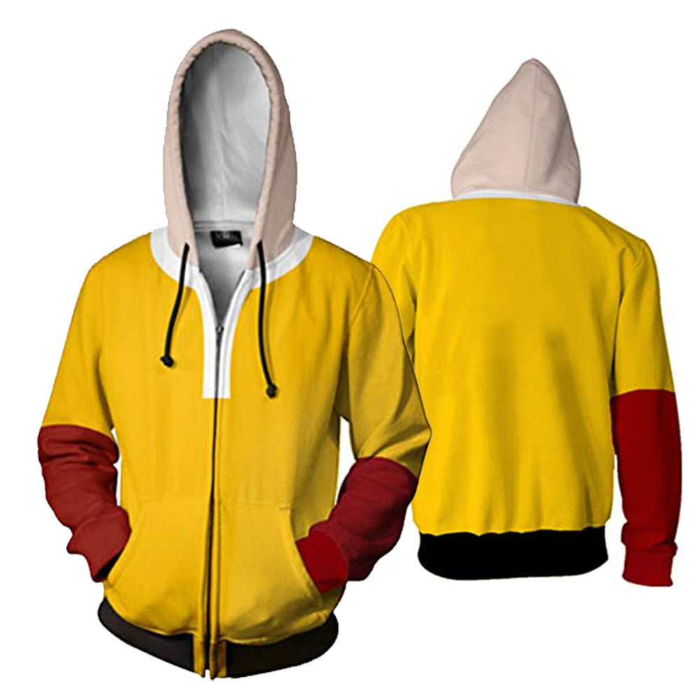 Saitama Digital Print Cosplay Zipper Hoodie