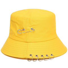 Chic Kpop Style Pin Ring Fisherman's Hat