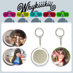 "WHY KiiiKiii" Badge Mirror Keychain Set